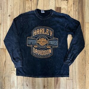 Harley-Davidson Acid Wash Black Long Sleeve Shirt size Medium